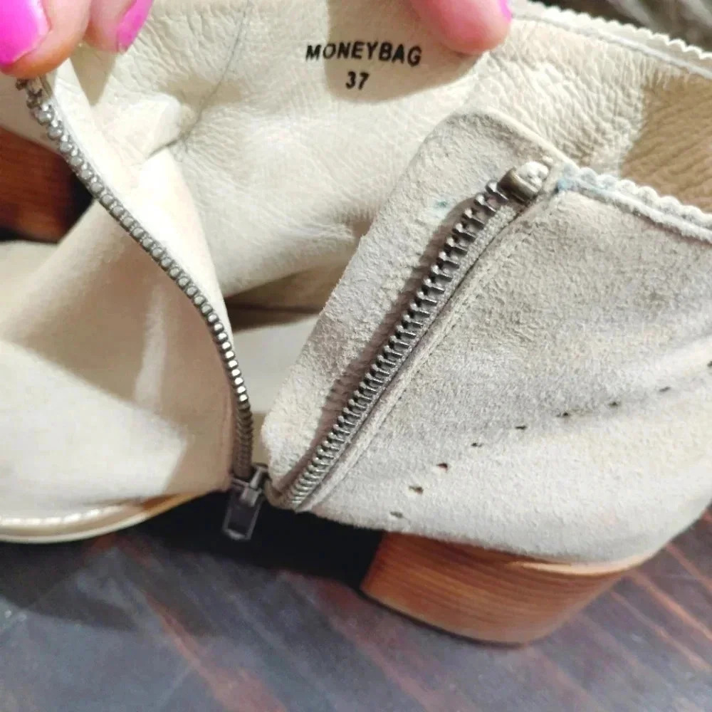 Silent D Moneybag Ankle Boots Beige Suede Leather Beige US 6.5 EU 37 - Picture 11 of 13